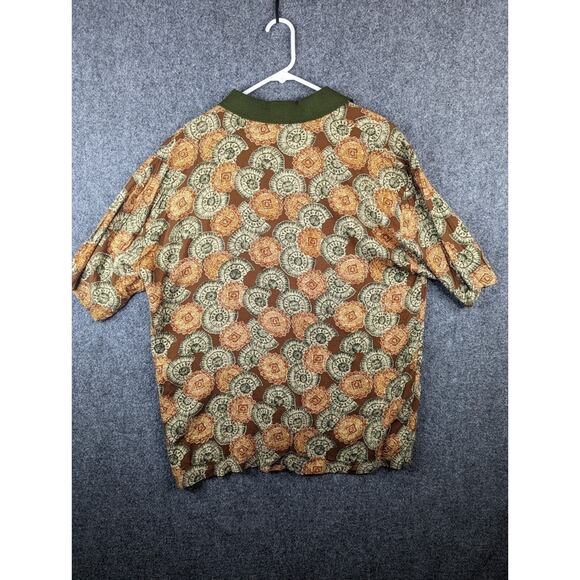 Green Gold Shells Vintage Chiamare Mens Unique Short Sleeve Shirt Shells Size L - Picture 6 of 10